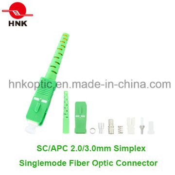 Sc APC 3.0mm Simplex Singlemode Fiber Optic Connector